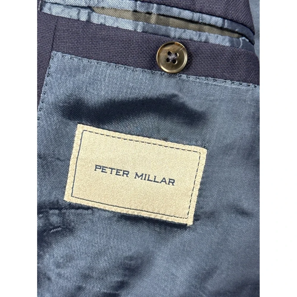 Peter Millar Mens 44R Navy Blue 100% Wool 2 Button Blazer Sport Coat Jacket